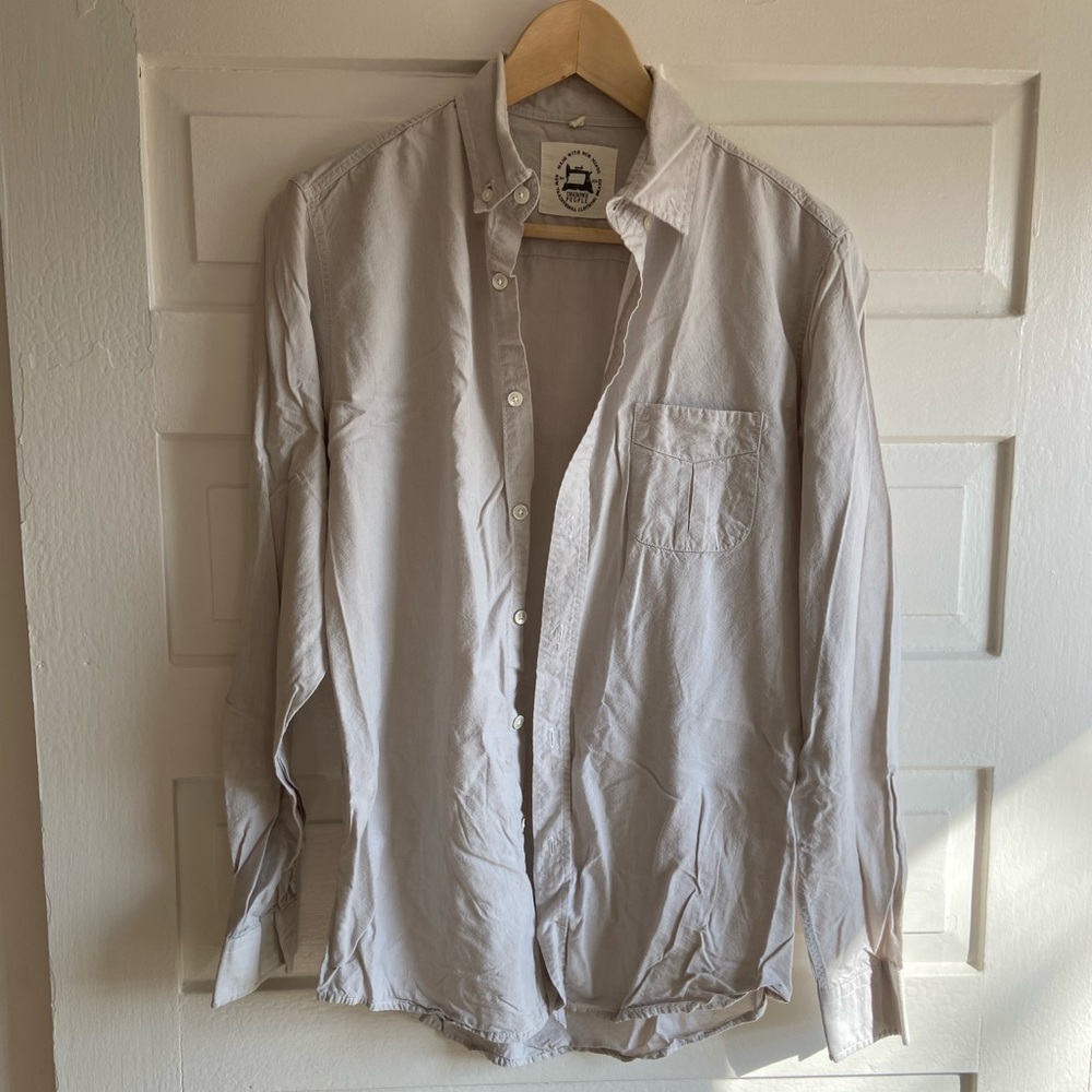 Mens Casual Button Down Shirt, Made with our Minds, SIZE small COLOR light beige